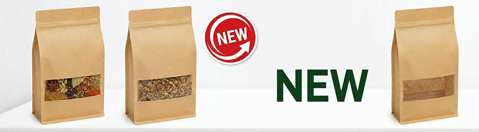 Flat bottom bag kraft paper brown with window and zip-lock_Englisch