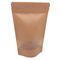 Stand-up pouch kraft paper brown with zipper and window...