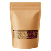 Stand-up pouch kraft paper brown with zipper and window aluminum free