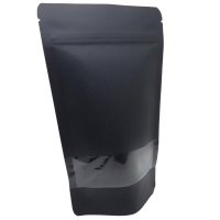 Stand up pouch kraft paper black with zipper and window...