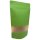 Stand up pouch kraft paper green with zipper and window aluminum free