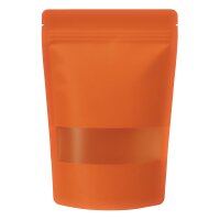 Stand-up pouch kraft paper orange with zipper and window...