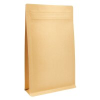 Flachbodenbeutel Kraftpapier braun mit Pocket-Zipper 5000g.