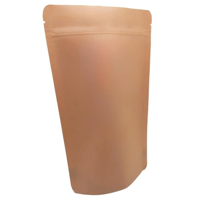 PLA stand-up pouch, brown kraft paper with window and zipper