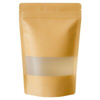 PLA Standbodenbeutel Kraftpapier braun mit milchigem...
