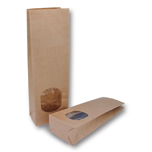 Paper block bottom bag with window 500g. | 100 + 70 x 300mm
