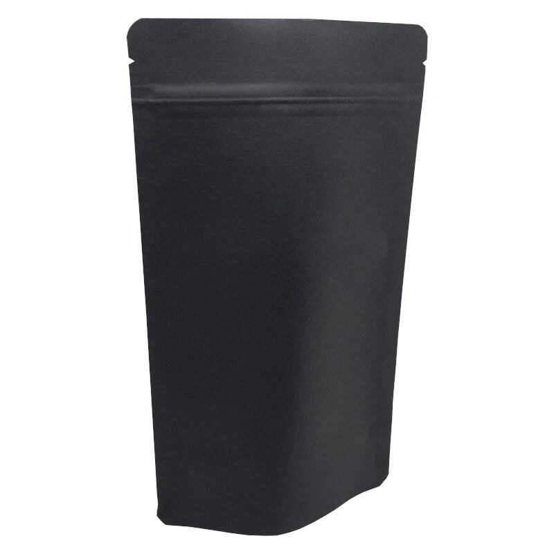 Stand-up pouch kraft paper black with zipper aluminium free 500ml