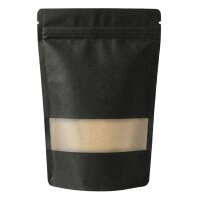 Standbodenbeutel Kraftpapier schwarz bedruckt mit Zipper...