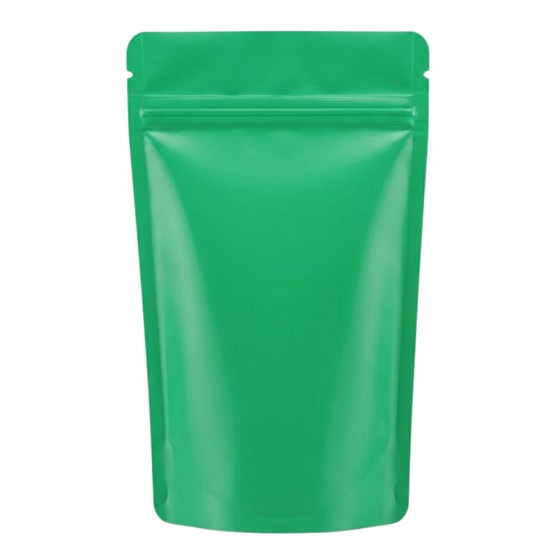 Stand up pouch with zipper matte green