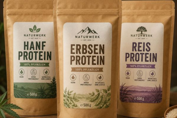 Custom-printed label on a kraft paper stand-up pouch from Europe-Pack
